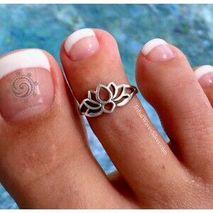 Sterling Silver Toe Ring 925 Adjustable Lotus Flower Silver Midi Ring USA Seller